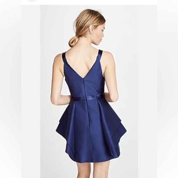 HALSTON Heritage Evening Collection V-neck navy Dramatic Flounce Dress Sz 2 NWT - Picture 4 of 9